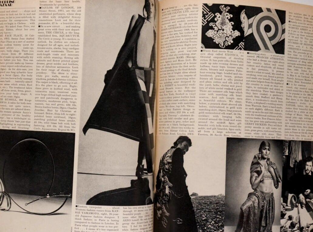 Designers at home RICHARD NEVILLE Caroline Munro HARPERS March 1970 Jules Crahay