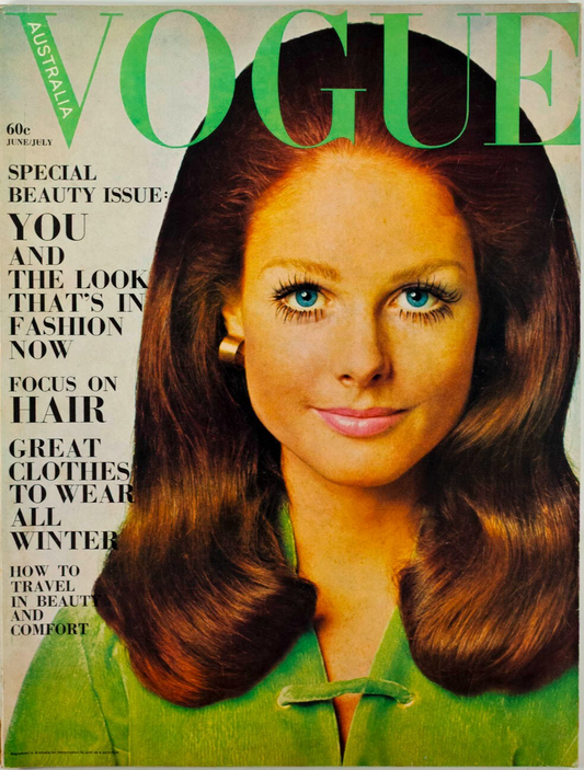 Beauty WINTER CLOTHES Travel VOGUE AUSTRALIA magazine June 1969 vtg 60s Big Hair