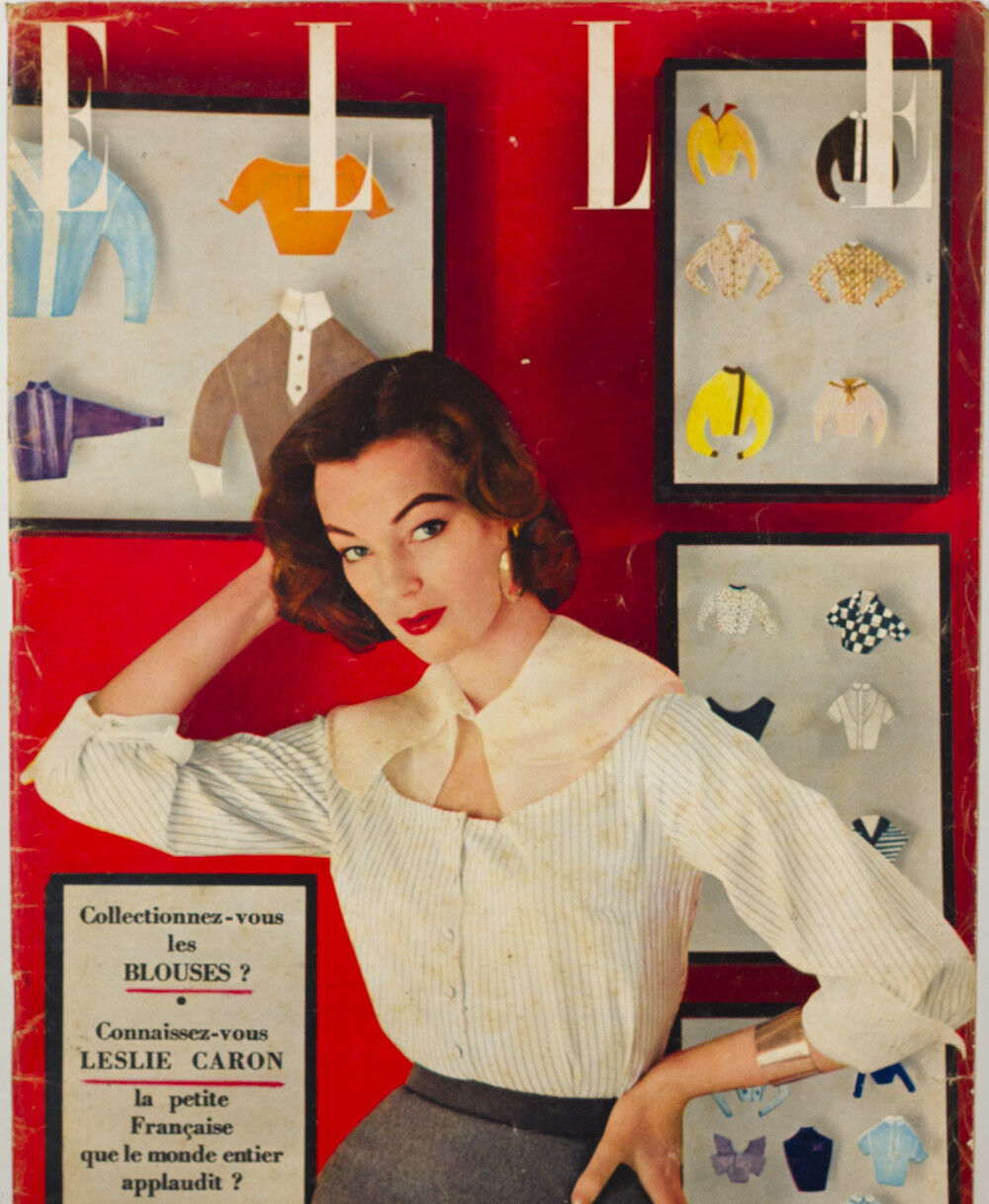 IVY NICHOLSON Leslie Caron BLOUSES A very rare ELLE magazine FRANCE vtg 1950's