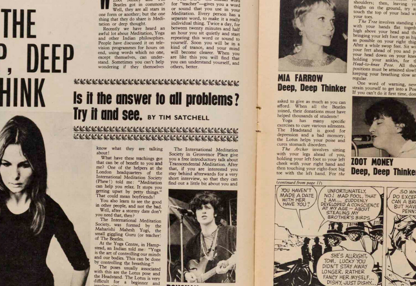 BOB DYLAN Donovan YOGA Mia Farrow GO GIRL 60s music magazine MOD London fashion
