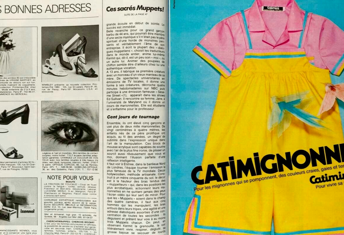 MISS PIGGY Catherine Deneuve MUPPETS Janice Dickinson ELLE MAGAZINE 7 April 1980
