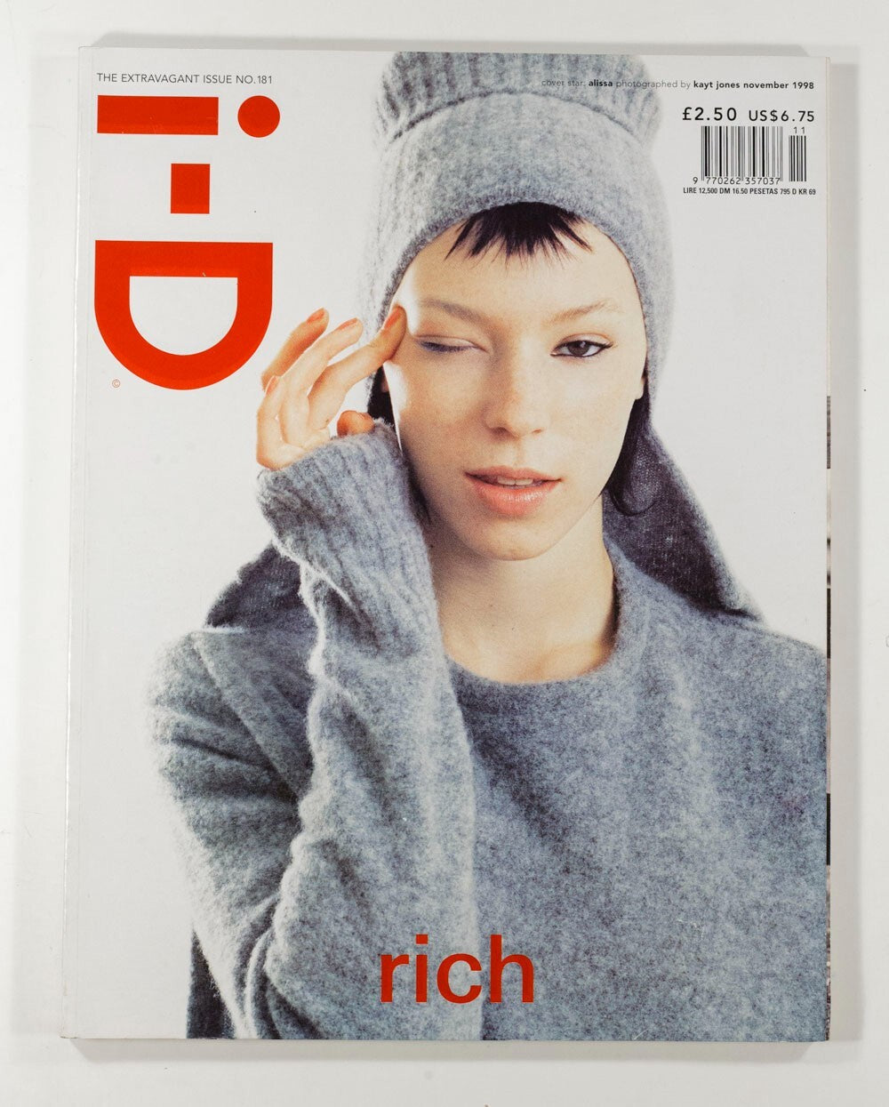 Alissa Bennett JEAN PAUL GAULTIER Marc Lebon i-D MAGAZINE November 1998 Rich 181