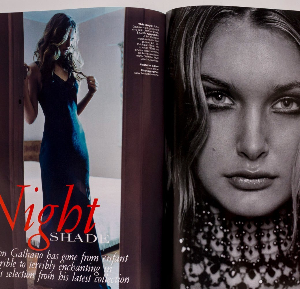 KRISTY HINZE Gucci CAROLYN BESSETTE KENNEDY Vogue Australia 6 June 1999 Galliano