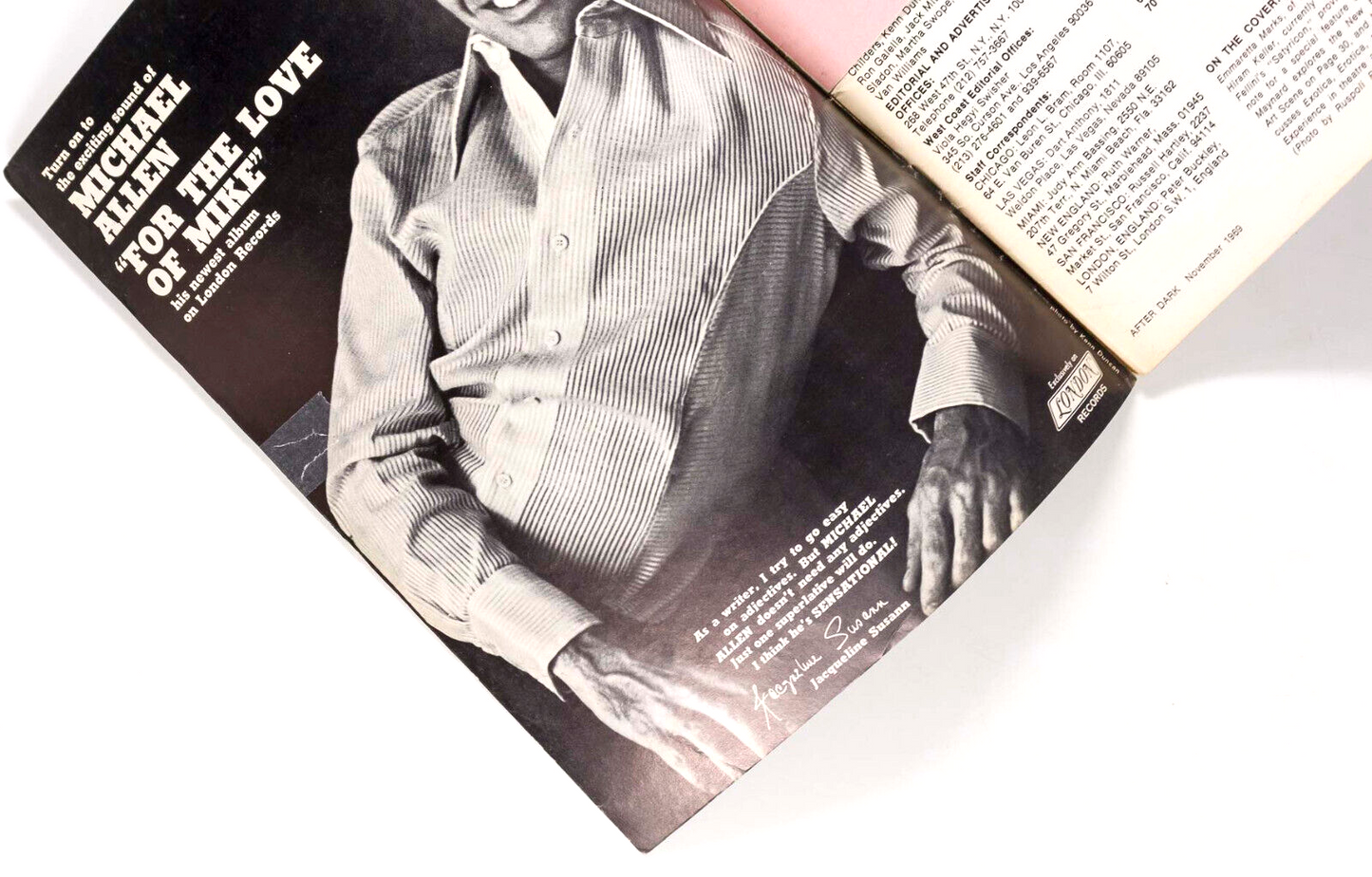 TOM WESSELMANN Hair LIZA MINELLI After Dark magazine Nov 1969 Emmaretta Marks US