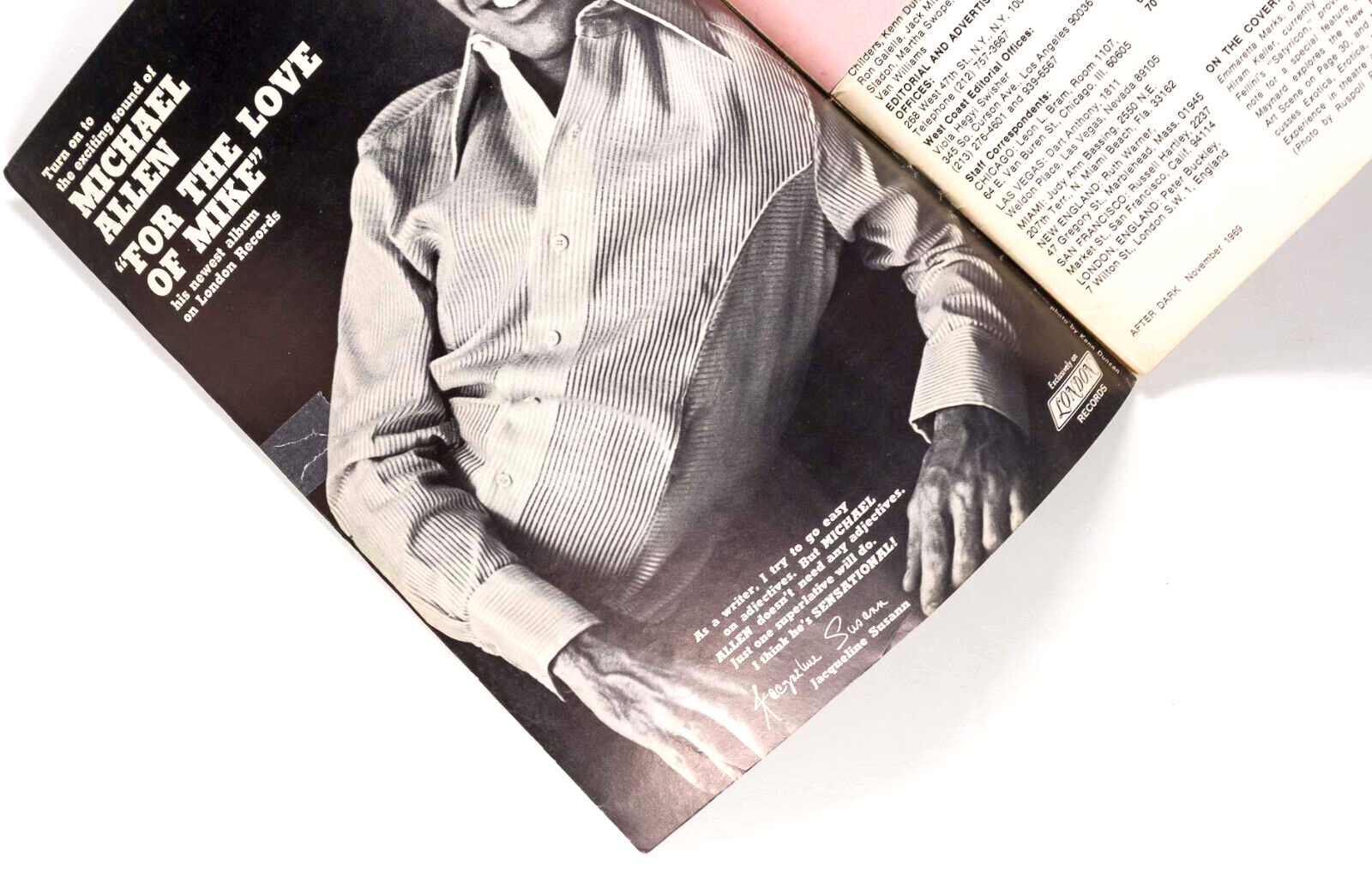 TOM WESSELMANN Hair LIZA MINELLI After Dark magazine Nov 1969 Emmaretta Marks US