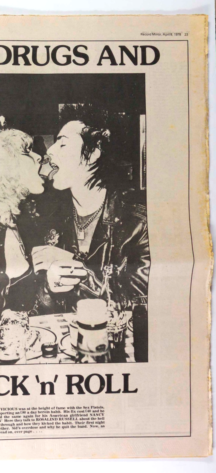 Sid Vicious NANCY SPUNGEN Sex Pistols RECORD MIRROR 8 April 1978 Phil Collins UK