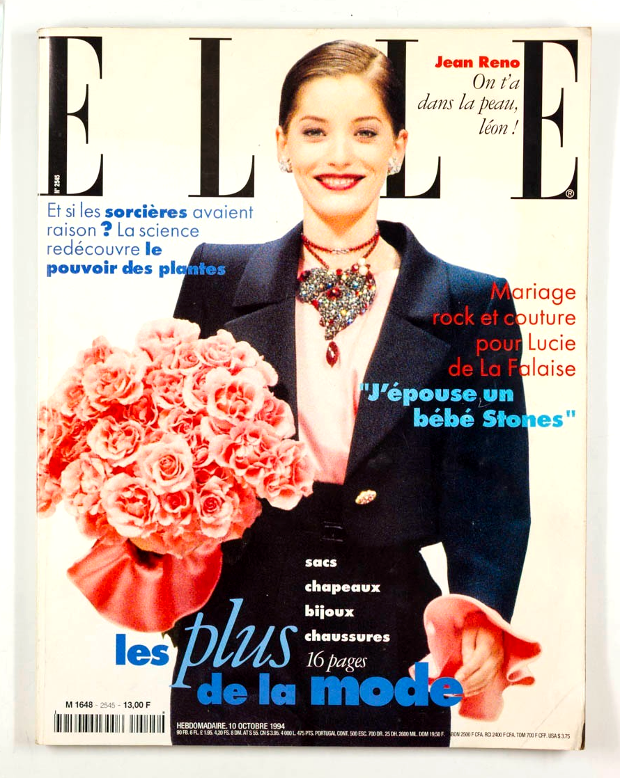 LUCIE DE LA FALAISE Rock Couture JEAN RENO Elle magazine October 1994 Bags SHOES