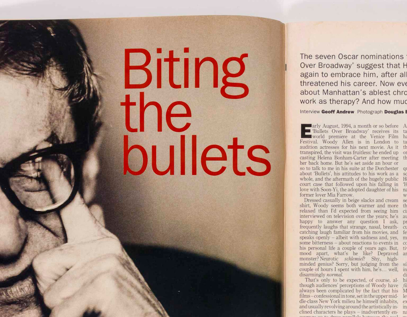 WOODY ALLEN Stephen Rea DAMIEN HIRST Bomb The Bass TIME OUT magazine April 1995