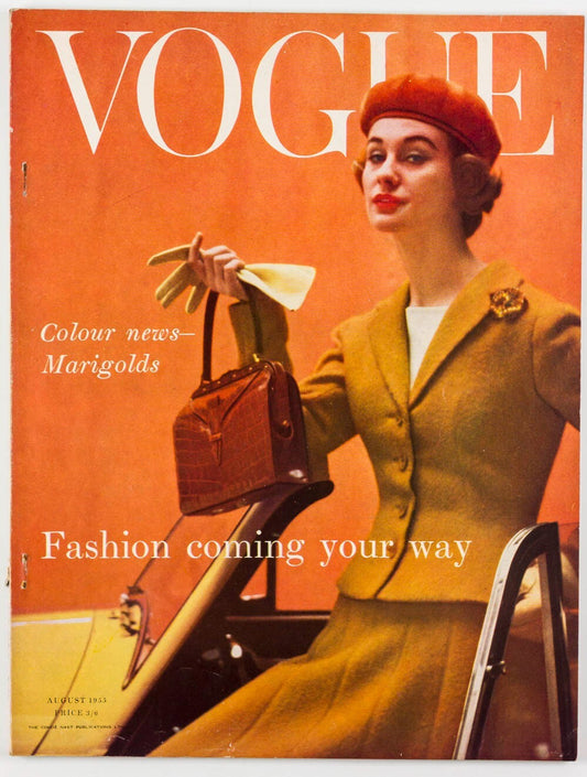 Vernier STEMP Dylan Thomas VOGUE August 1955 70th birthday gift MARIGOLD Corsets