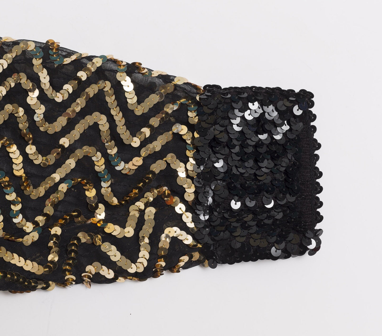GOLD disco Studio 54 sequin party top shirt VTG 1980s Black MARIELLE zigzag 70’s