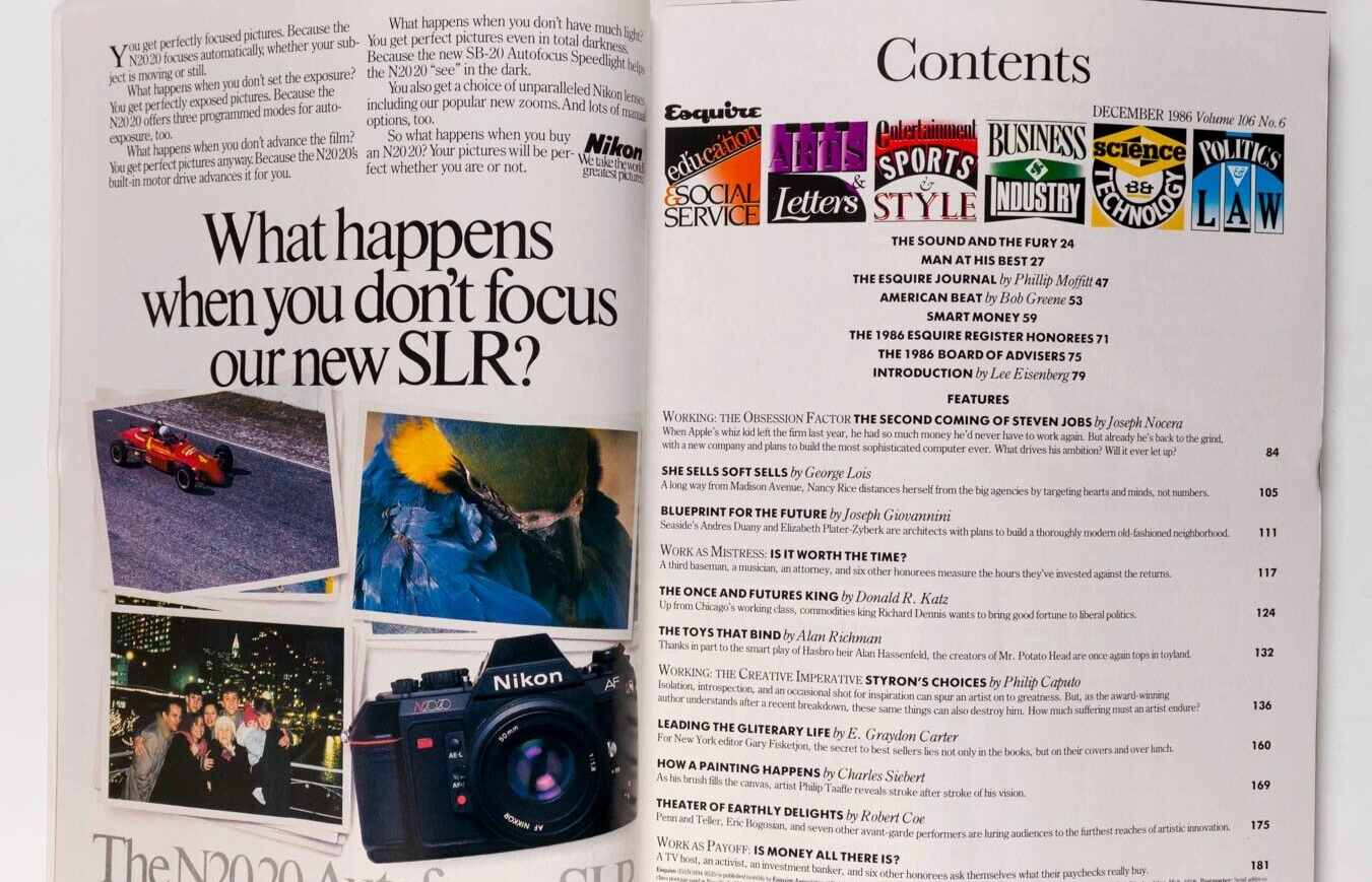 Steve Jobs BERNADETTE PETERS Debra Winger ESQUIRE MAGAZINE December 1986 Styron