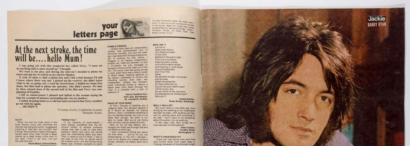Olivia Newton-John TOOMORROW Barry Ryan JUDAS JUMP New Seekers JACKIE magazine