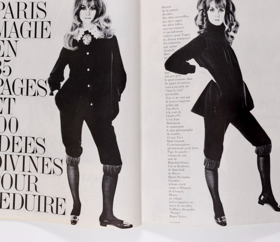 Jean Shrimpton GUY BOURDIN Helmut Newton PARIS VOGUE August 1965 Dali YSL Goya