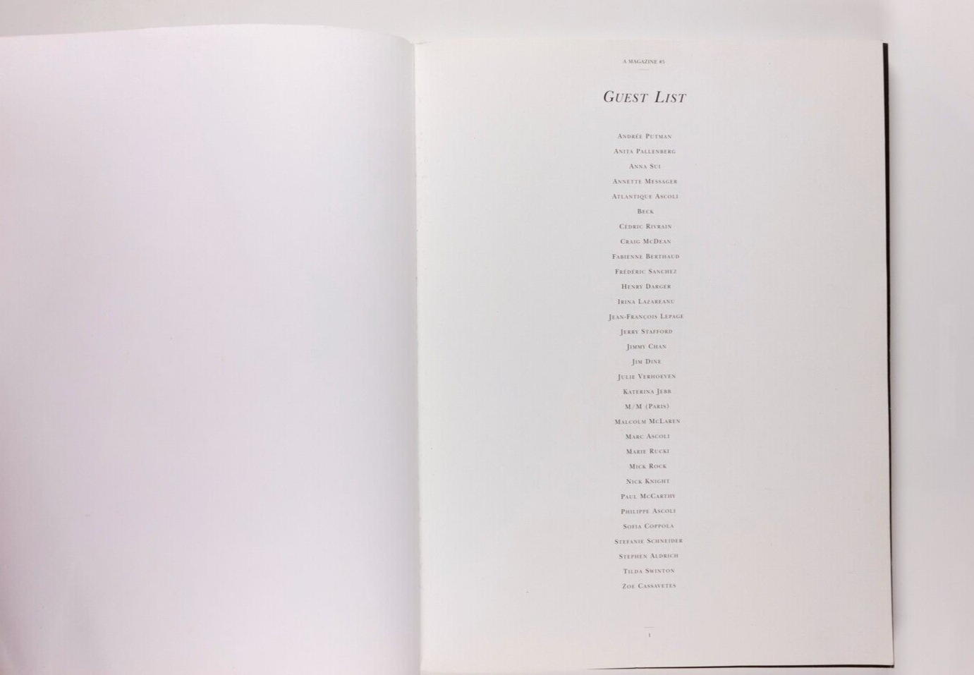 A Magazine Curated By MARTINE SITBON Sofia Coppola KIRSTEN OWEN Craig McDean # 5