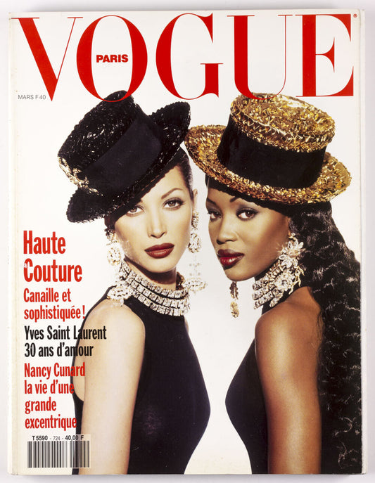 Naomi Campbell CHRISTY TURLINGTON Tina Chow PAOLO ROVERSI vtg YSL ~ Vogue France