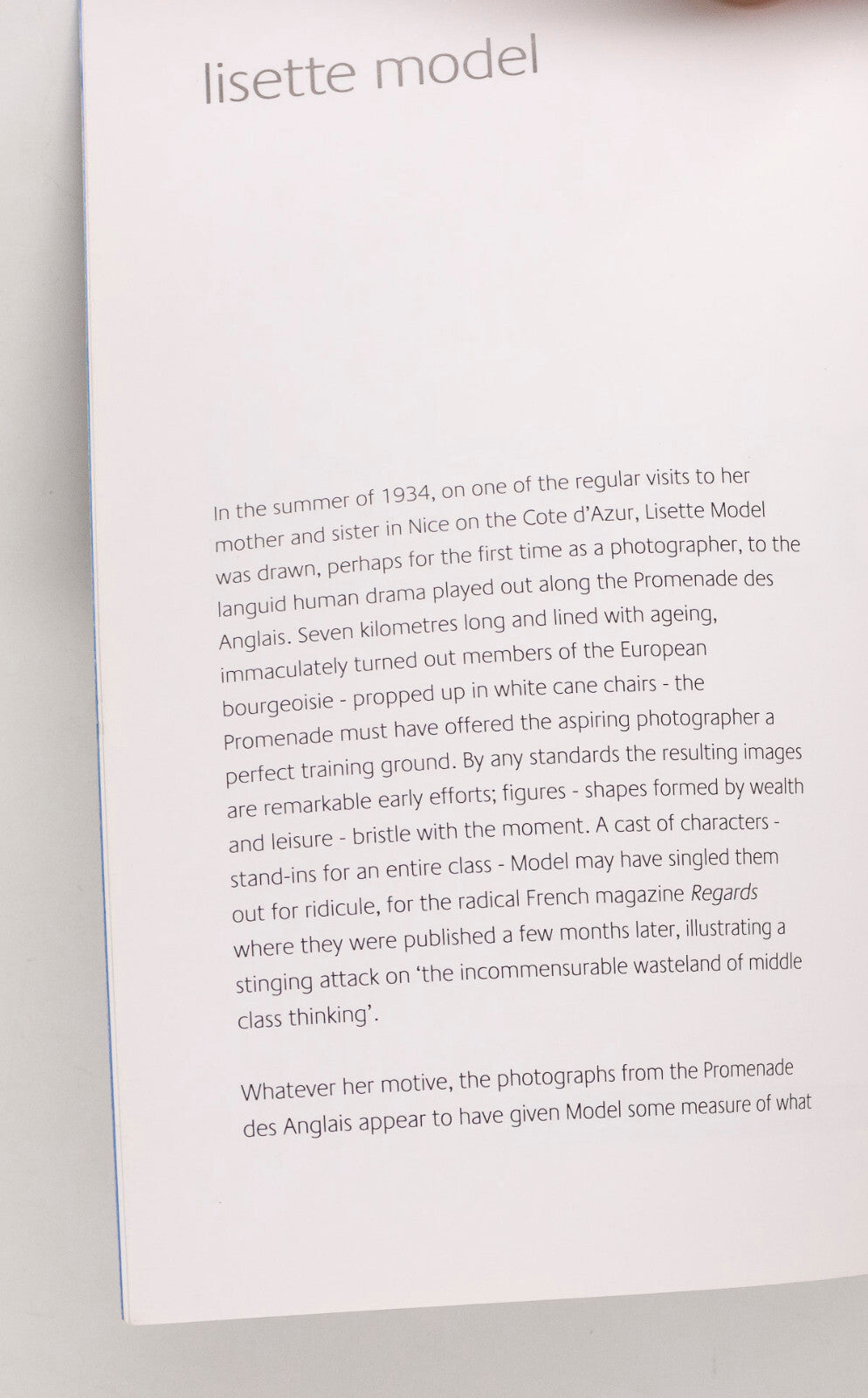 LISETTE MODEL Exhibition catalogue 1991 book PHOTOGRAPHERS GALLERY London LTD ED