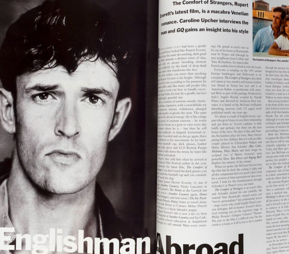 Kyle MacLachlan RUPERT EVERETT Liam Neeson GINA BELLMAN GQ November 1990 Tweed