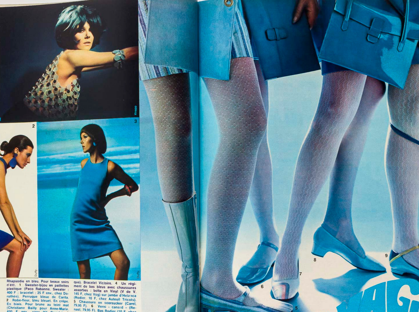 Nicole de Lamarge BLUE WAVE Duffy FRENCH ELLE magazine May 1966 Juliette Greco