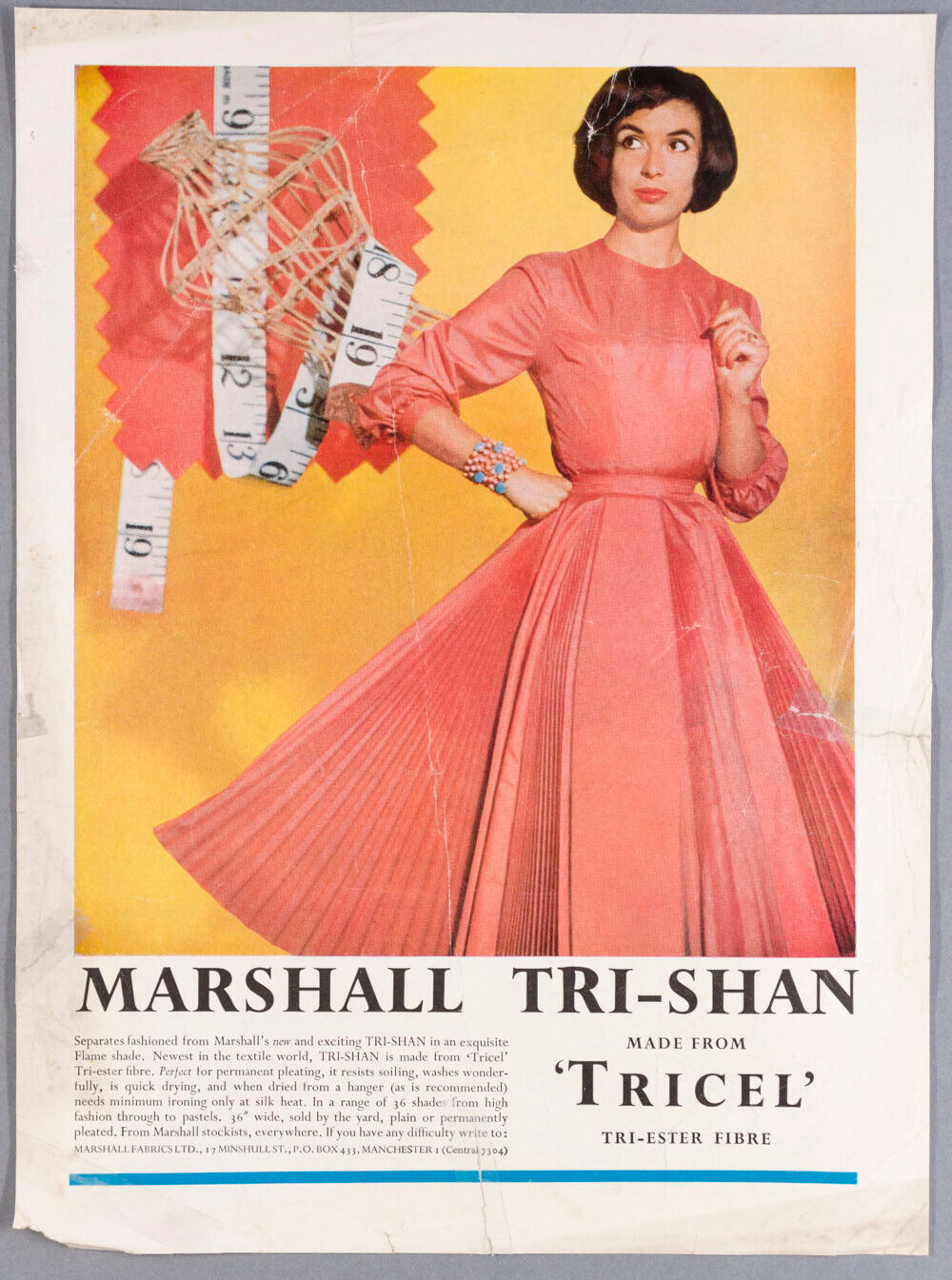 Rene Gruau JAEGER vtg fashion ILLUSTRATED advert MAGAZINE PAGE Marshall Tri-Shan