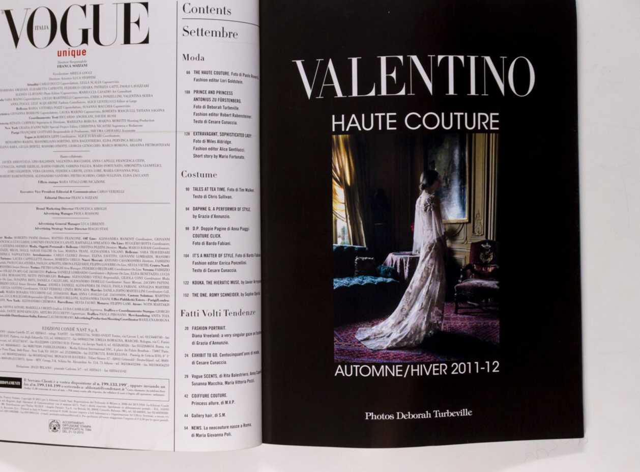 Frida Gustavsson DEBORAH TURBEVILLE Tim Walker VOGUE ITALIA Sept 2011 ROVERSI