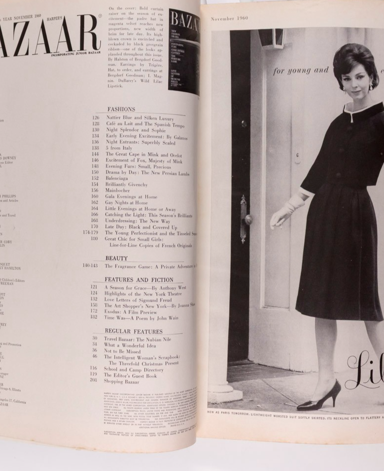 Ruth Neumann Derujinsky BALENCIAGA Givenchy HARPERS BAZAAR November 1960 Freud