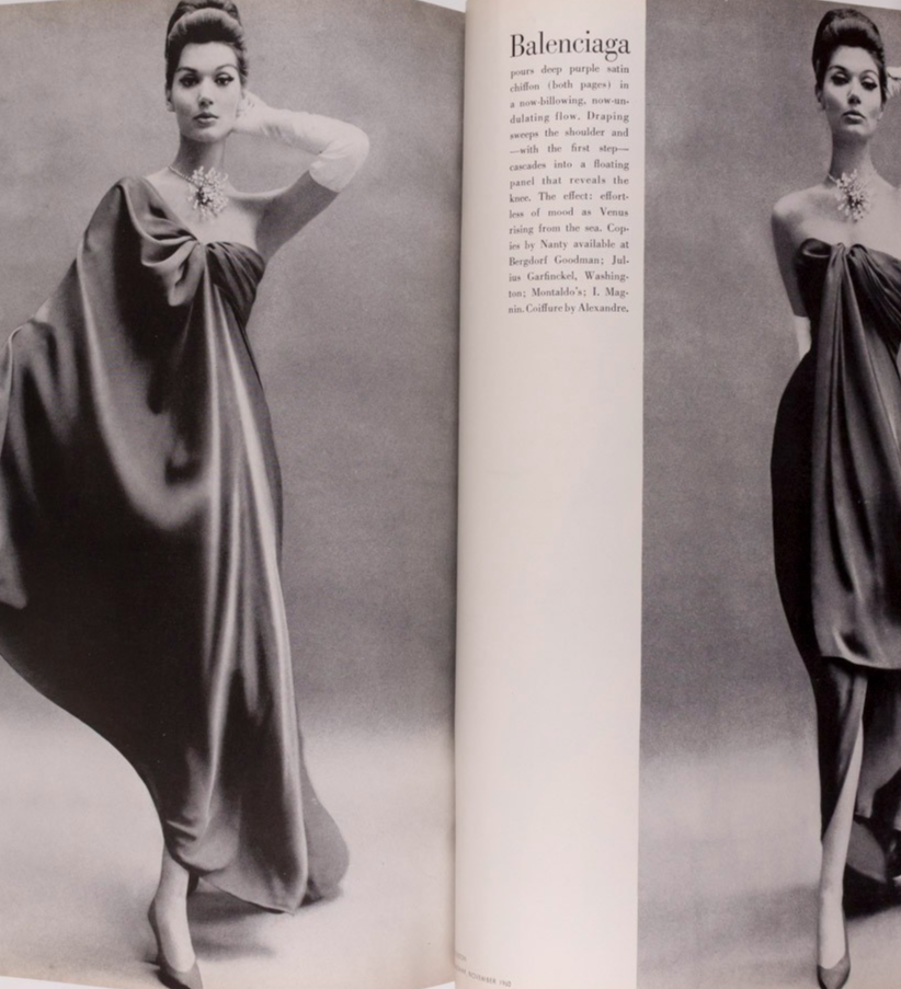 Ruth Neumann Derujinsky BALENCIAGA Givenchy HARPERS BAZAAR November 1960 Freud