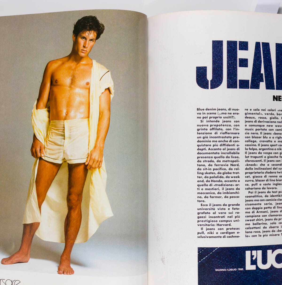 ANDY WARHOL Matt Dillon BRUCE WEBER Blue Denim Jeans ALDO FALLAI L'uomo Vogue 80
