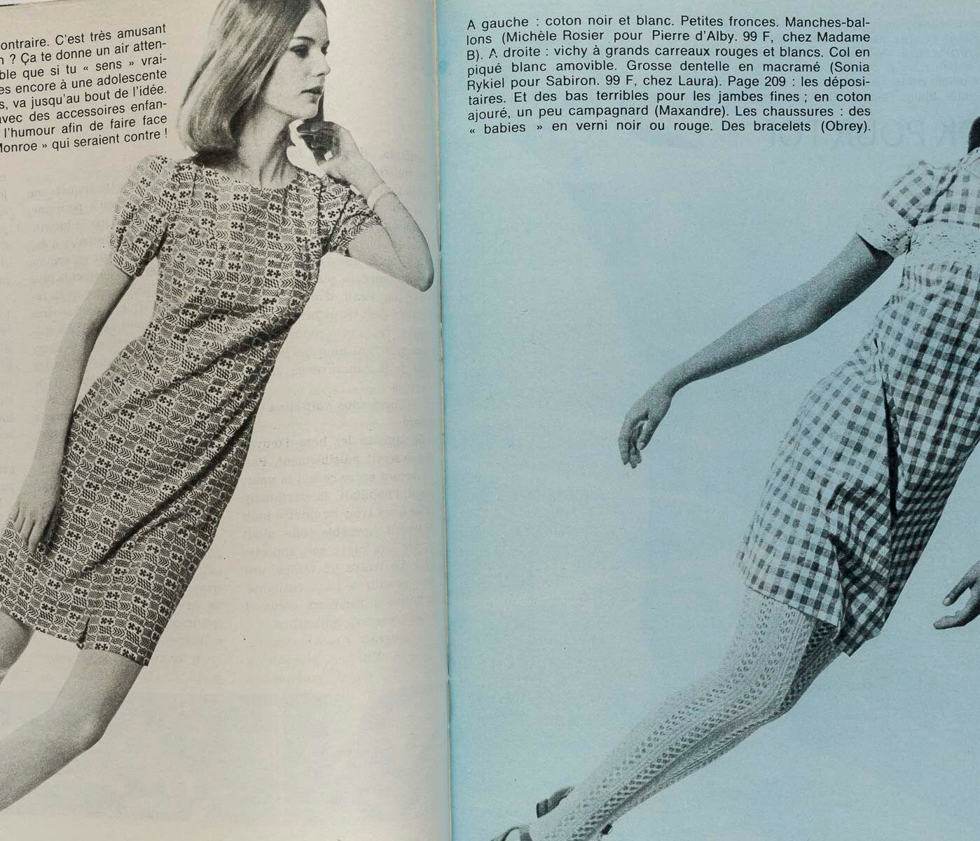 Nicole de Lamarge BLUE WAVE Duffy  FRENCH ELLE magazine May 1966 Juliette Greco