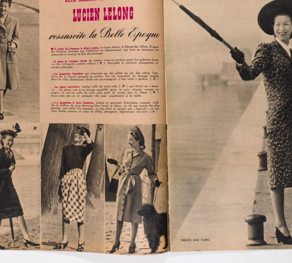 Rene Gruau SCHIAPARELLI Lucien Lelong ELLE FRANCE April 1946 Ballet Russes VTG