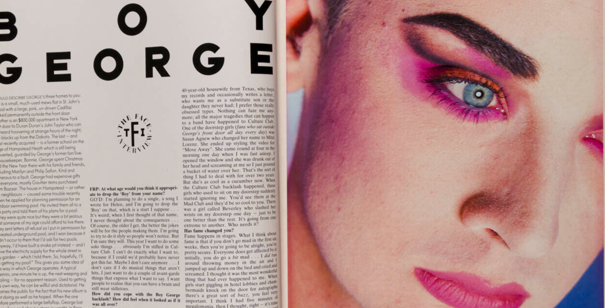 Nick Kamen BOY GEORGE Sade EDDIE O'CONNELL Rowan Atkinson TIM ROTH Face magazine