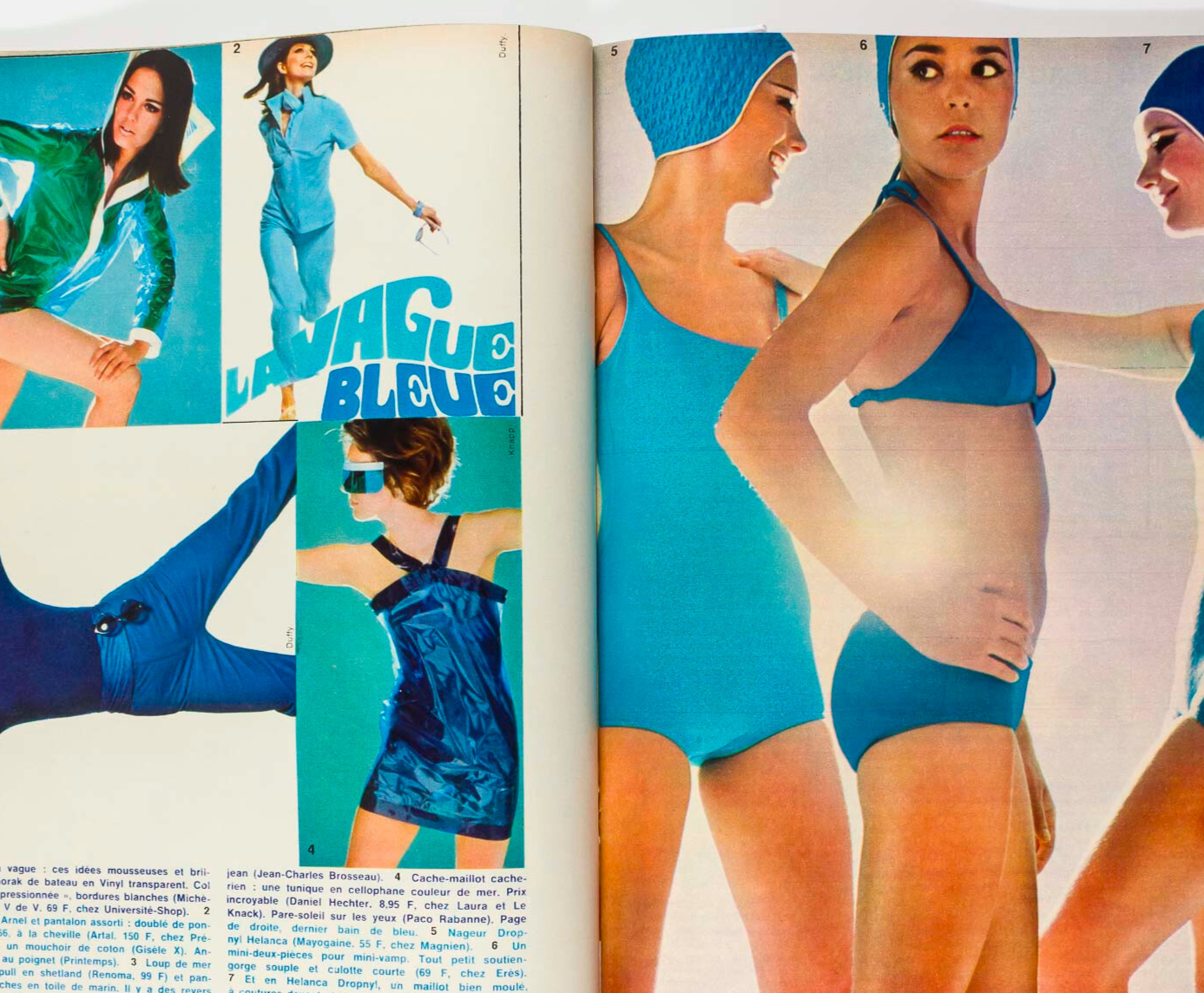 Nicole de Lamarge BLUE WAVE Duffy  FRENCH ELLE magazine May 1966 Juliette Greco