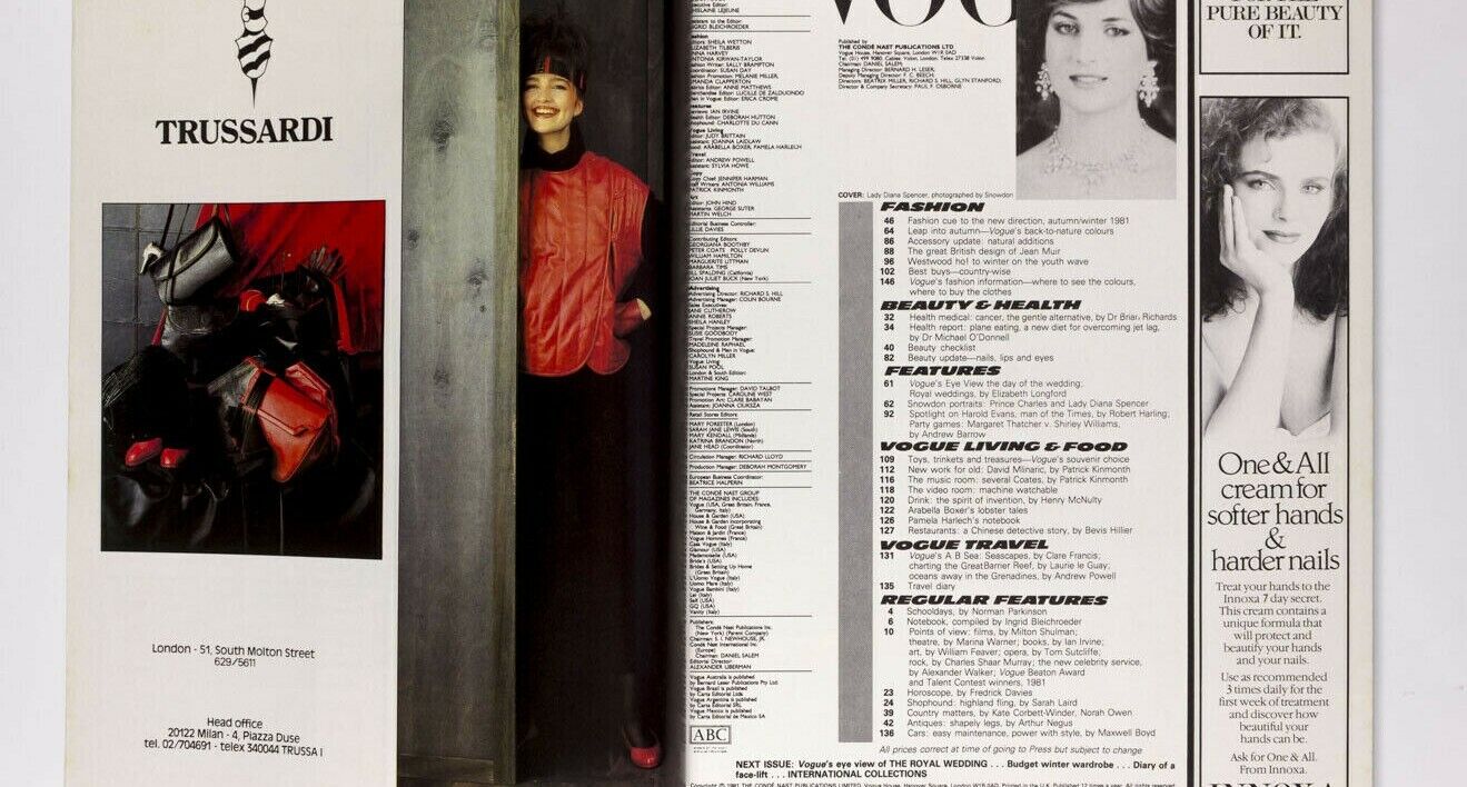 Lady Princess Diana Spencer SNOWDON Bruce Weber VIVIENNE WESTWOOD PIRATE ~ Vogue