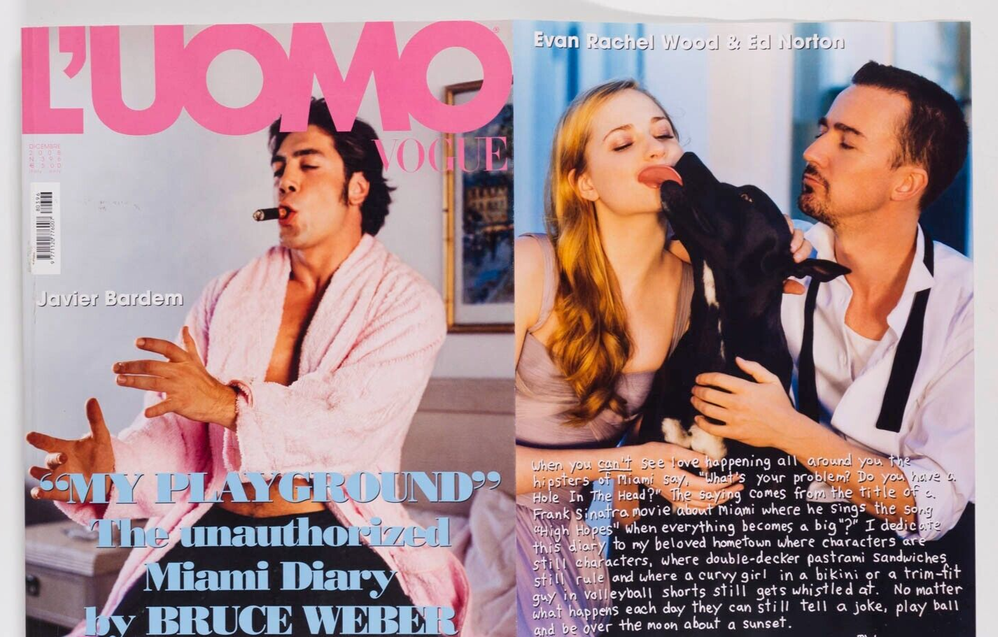 Javier Bardem BRUCE WEBER Amy Winehouse DASH SNOW Ryan McGinley L'UOMO VOGUE 396
