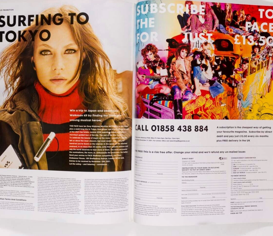 Jamie Hewlett ANDREW WK Terry Richardson KATE MOSS The Face November 2001 Webcam