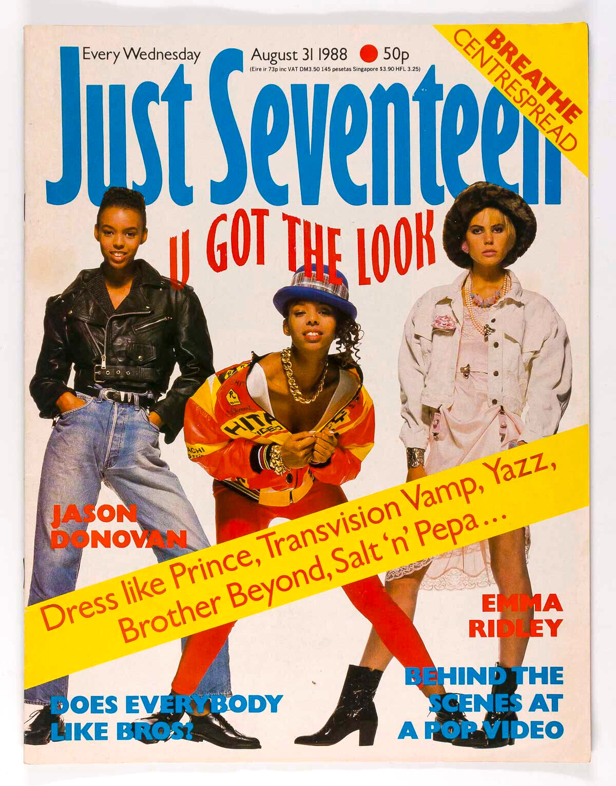 Wendy James JASON DONOVAN Patsy Kensit JUST 17 August 1988 VIVIENNE WESTWOOD UK