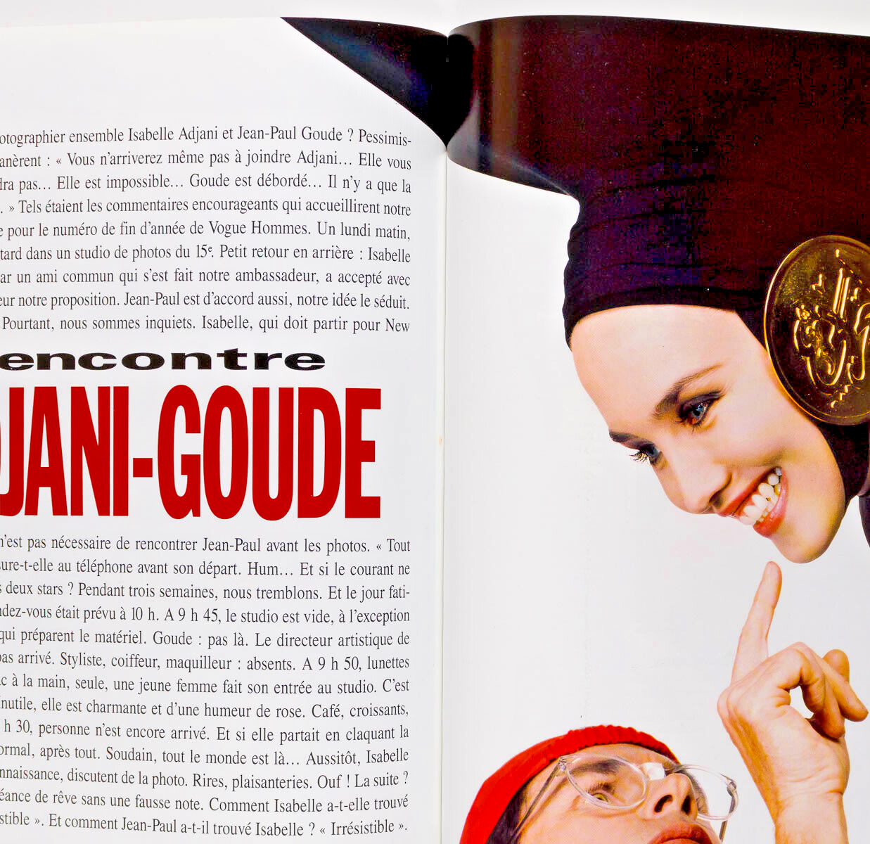 ISABELLE ADJANI & JEAN PAUL GOUDE Paris Vogue Hommes magazine 1989 December MODE