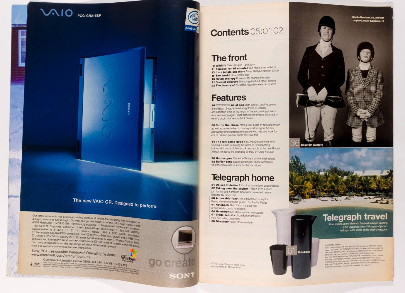 Brian Wilson Beach Boys KELLY MACDONALD Donegal TELEGRAPH MAGAZINE January 2002