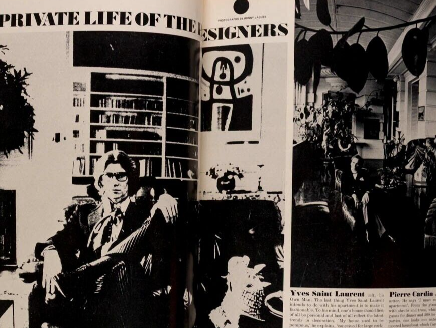 Designers at home RICHARD NEVILLE Caroline Munro HARPERS March 1970 Jules Crahay