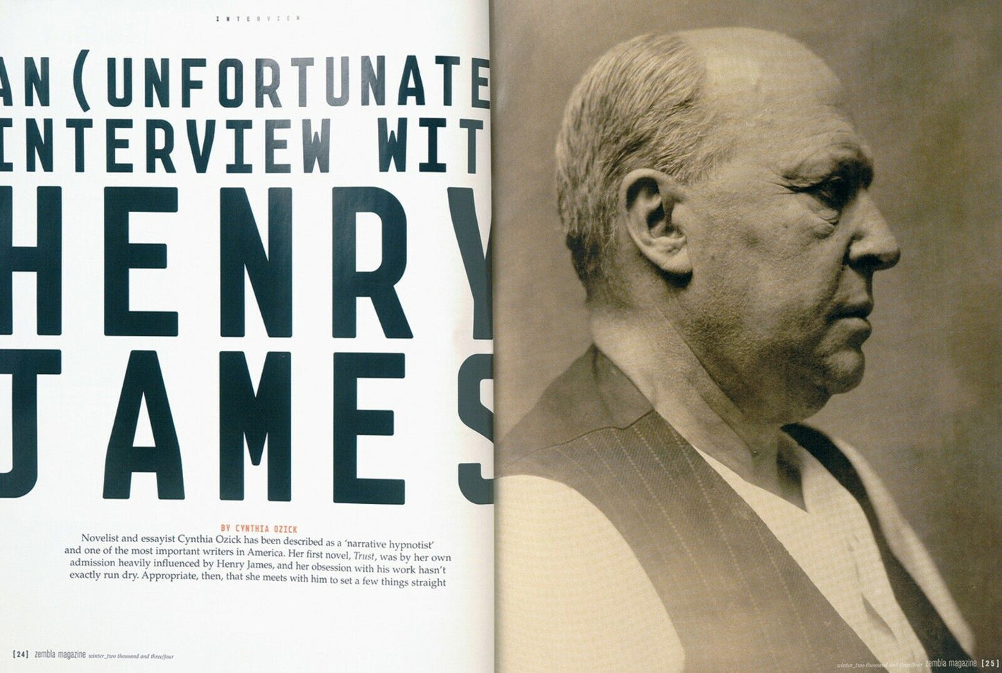 ZZ Packer ADAM ANT Andy Warhol CYNTHIA OZICK Henry James ZEMBLA magazine #2 2003