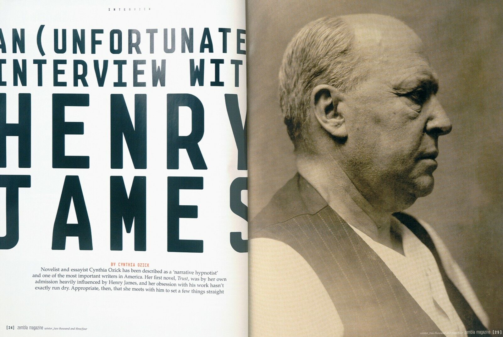 ZZ Packer ADAM ANT Andy Warhol CYNTHIA OZICK Henry James ZEMBLA magazine #2 2003