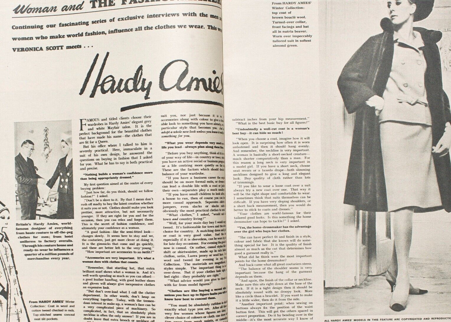 VIVIEN LEIGH Hardy Amies HAYLEY & JULIET MILLS Tania Mallett WOMAN magazine vtg