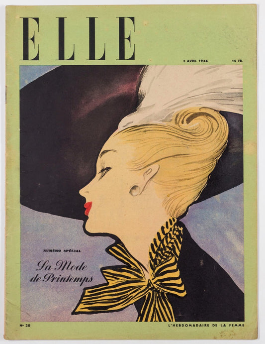 Rene Gruau SCHIAPARELLI Lucien Lelong ELLE FRANCE April 1946 Ballet Russes VTG