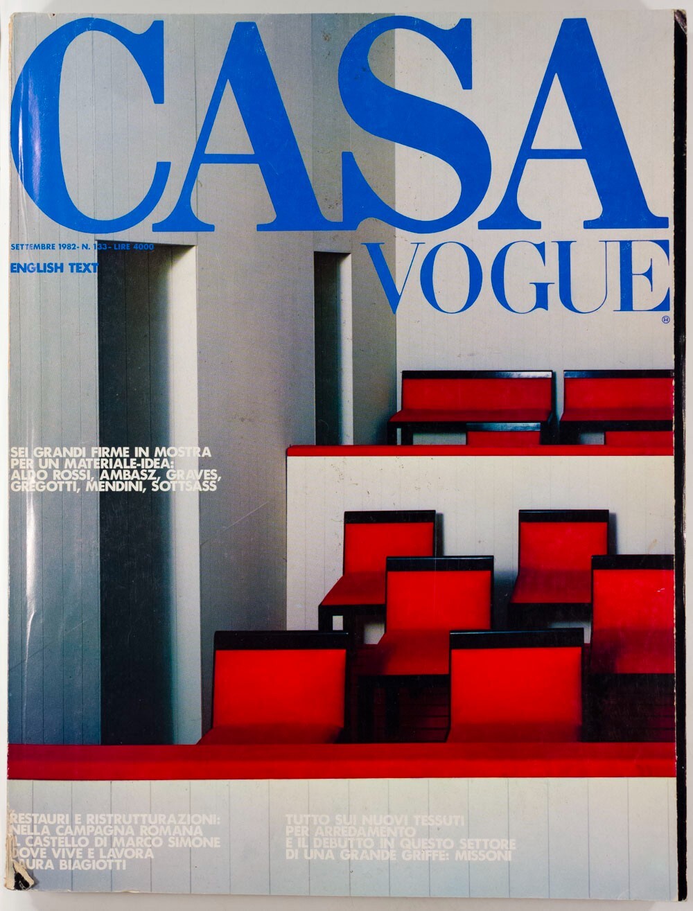 Missoni ETTORE SOTTSASS Aldo Rossi LAURA BAGIOTTI Mendini GREGOTTI Casa Vogue It