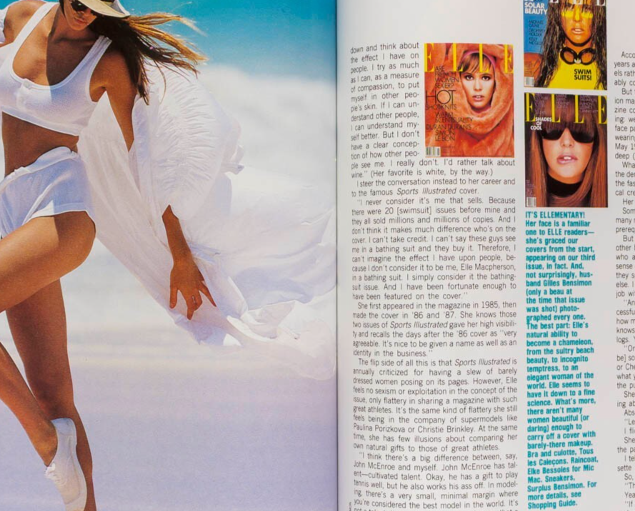 Susan Miner NAOMI CAMPBELL MacPherson TIMOTHY HUTTON Elle October 1988 magazine