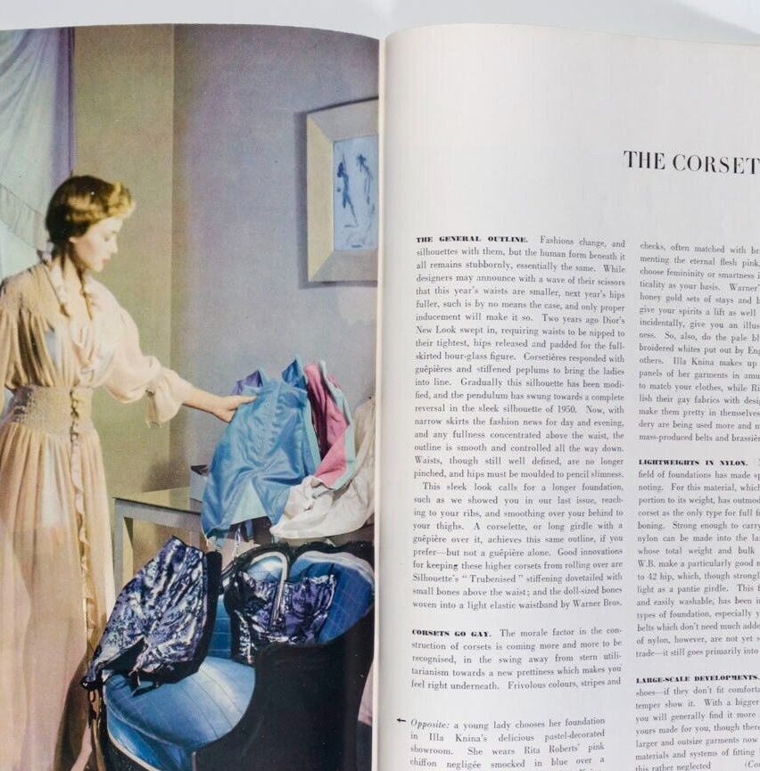 Margaret Leighton NOEL COWARD Tyrol HARPERS February 1950 Corsets JEAN SIMMONS