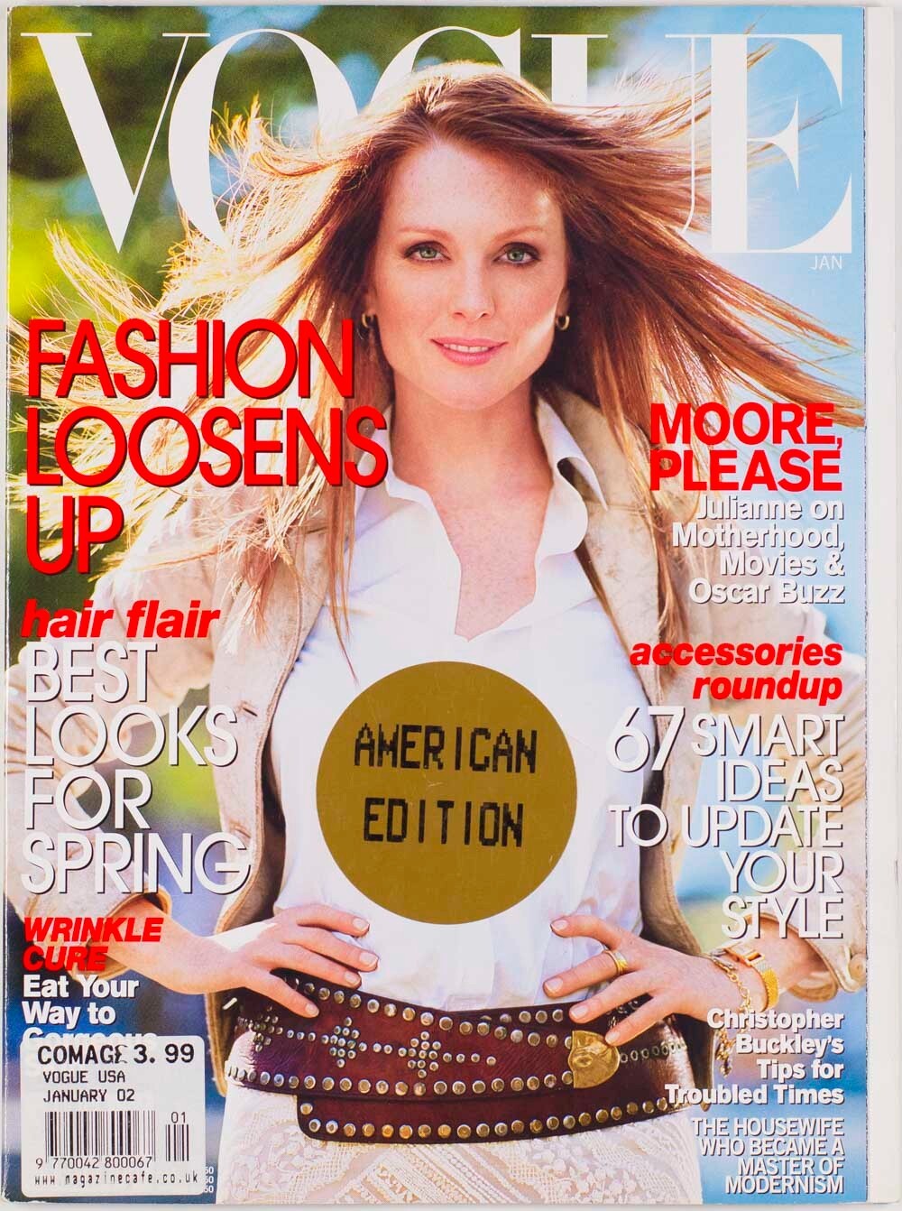 Julianne Moore CHRISTOPHER BUCKLEY Spring US VOGUE January 2002 Accessories HAIR
