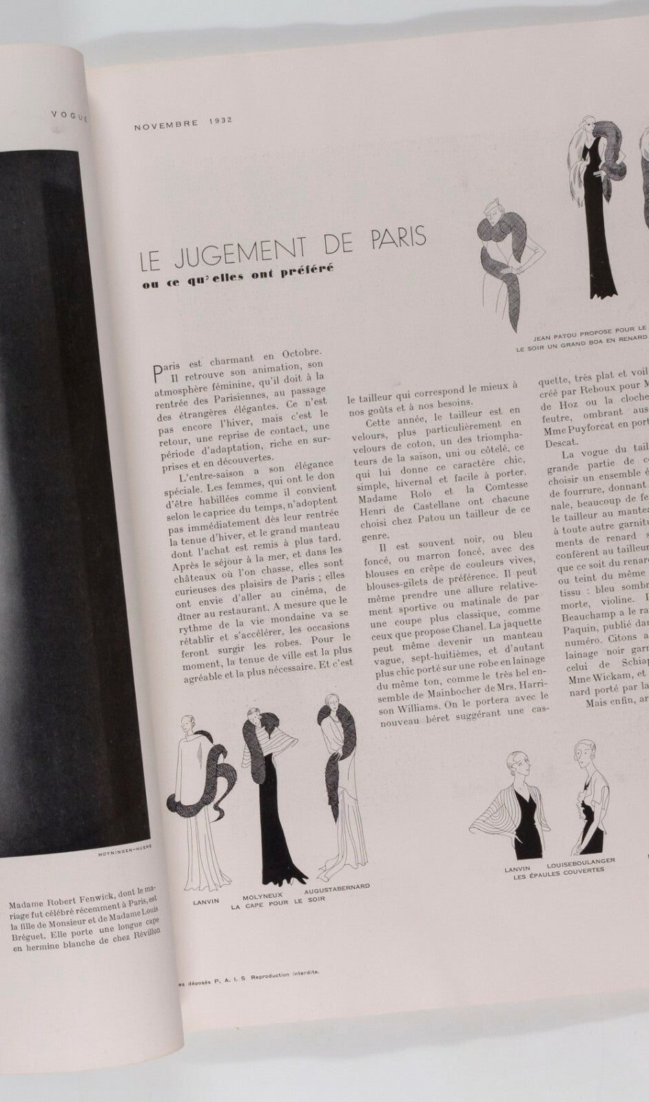 Pierre Mourgue SCHIAPARELLI Montherlant PARIS VOGUE Nov 1932 Hoyningen-Huene RBW
