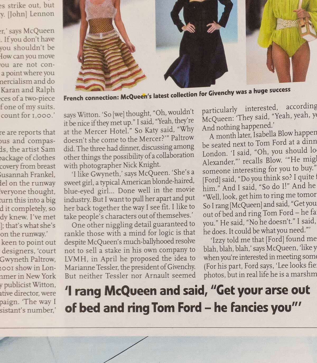 ALEXANDER McQUEEN Gucci TOM FORD Young Ones NIGEL PLANER  Observer Life magazine