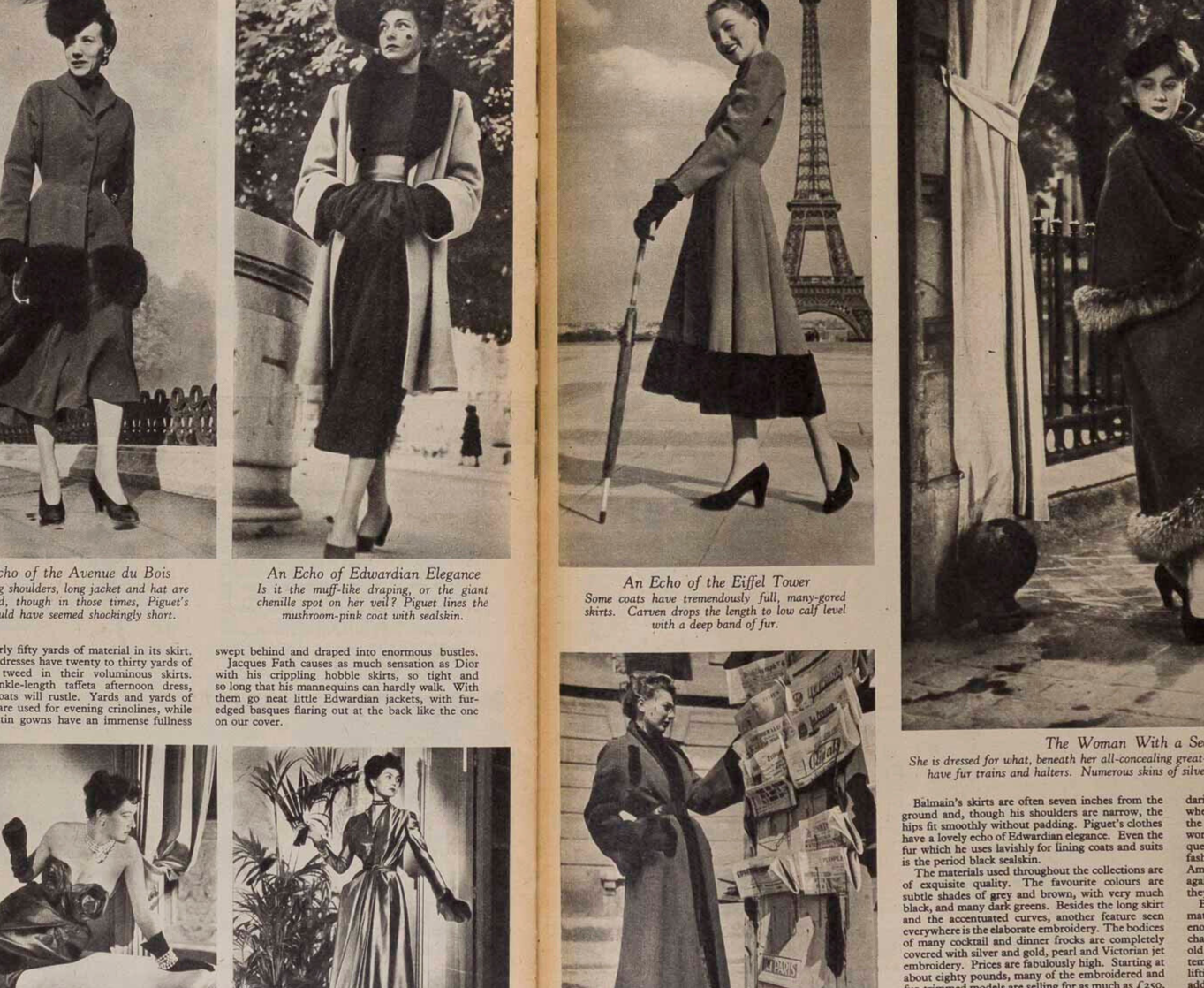 CHRISTIAN DIOR Look NEW YORK Alfred Hitchcock CADBURY'S VOGUE Picture Post 1947