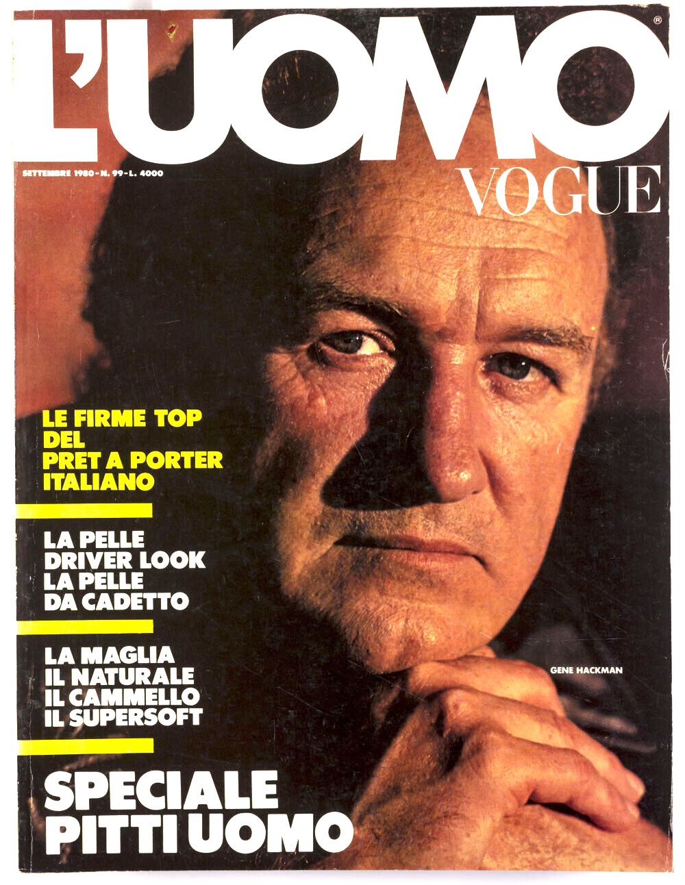 GENE HACKMAN Brian Eno MATT DILLON L’Uomo Vogue 1980 September BRUCE WEBER Pitti